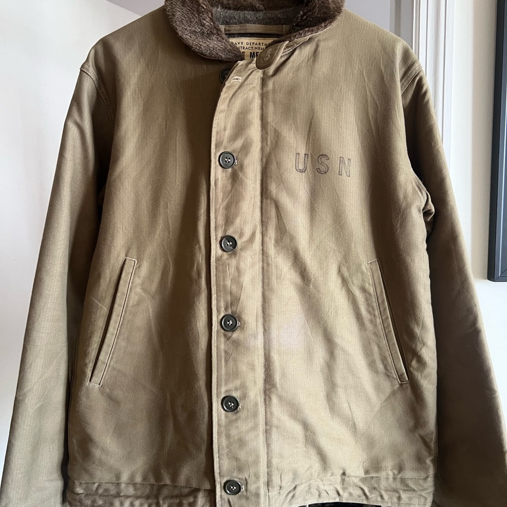 Buzz Rickson’s N-1 fur lined deck jacket - medium